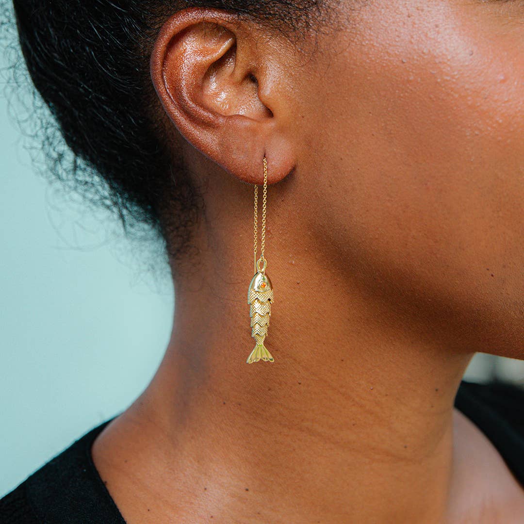 Gold Fish Threader Earrings