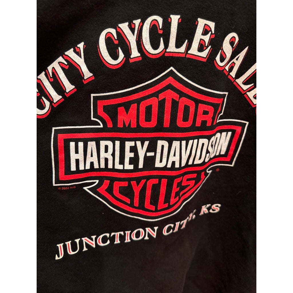 Vintage Harley Davidson Sweatshirt Made in USA Flames Junction City Kansas XL