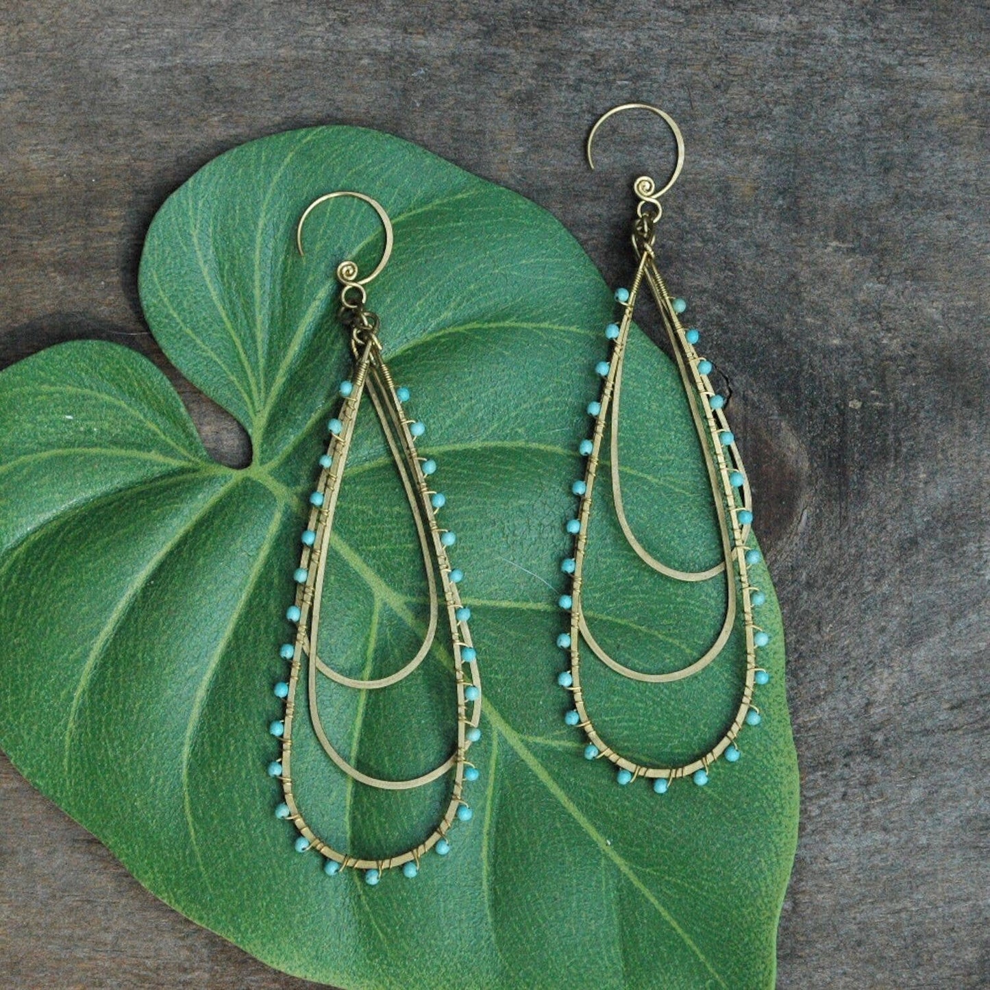 Silver Plated Double Teardrop Hoop Stone Earring