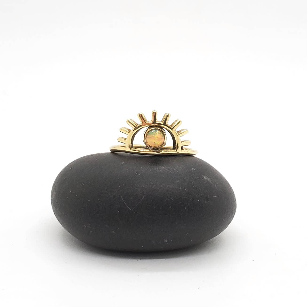 Brass Third Eye Ring with Opal Stone