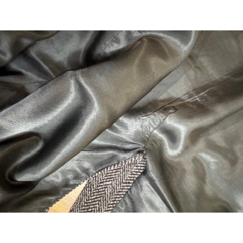 Vintage NEW Wool Overcoat Czechoslovakia Gray Herringbone 42 Large