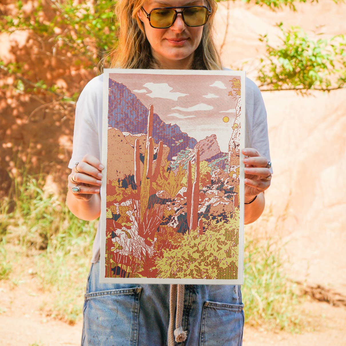 Red Cacti Desert Print