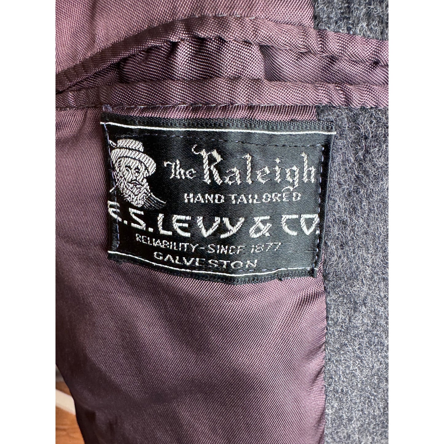 Vintage 1960s ES Levy Wool Coat Gray Overcoat Men's Long Lined Large Galveston