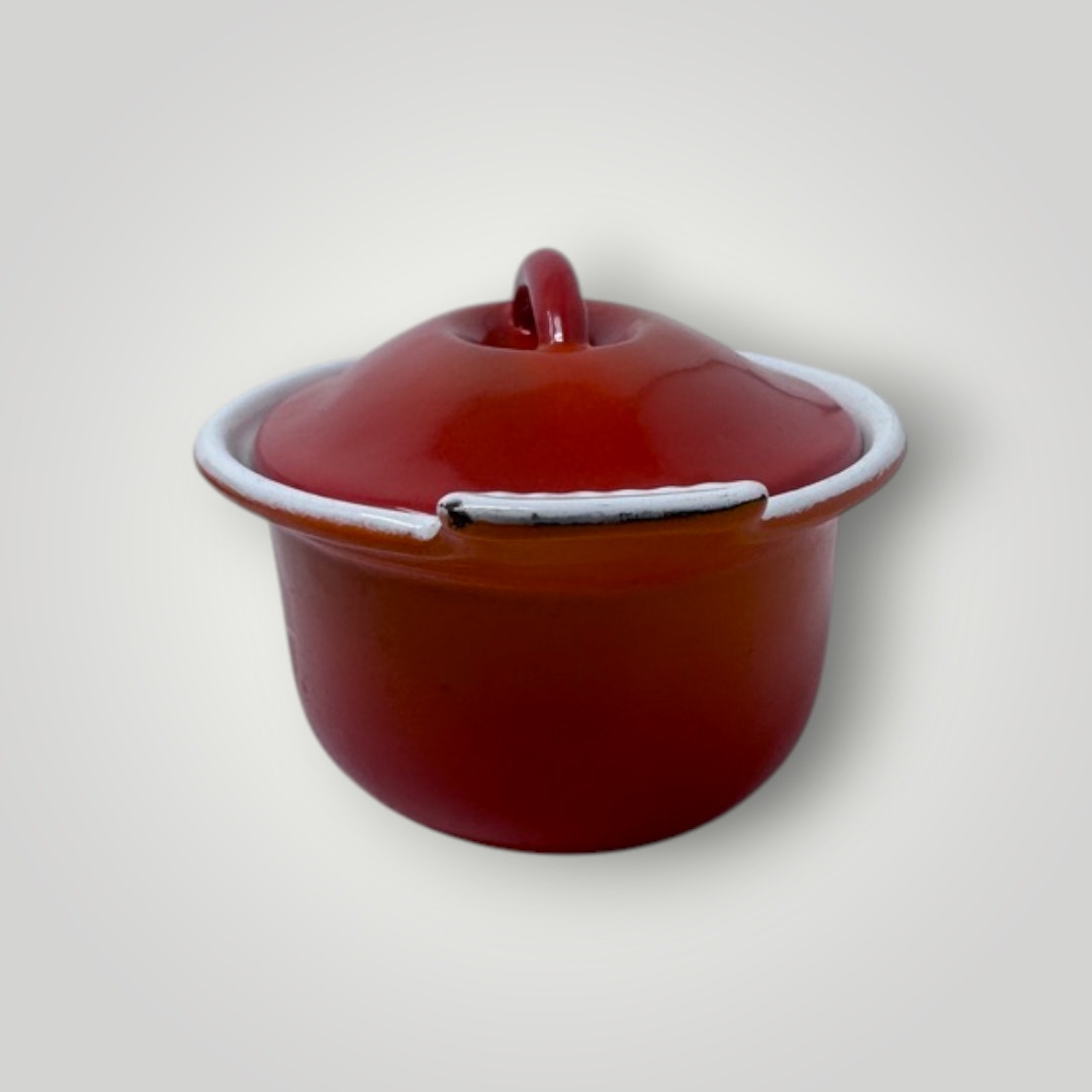 Descoware Belgium FE18 RED ORANGE FLAME Mini Dutch Oven Cast Iron Enamelware