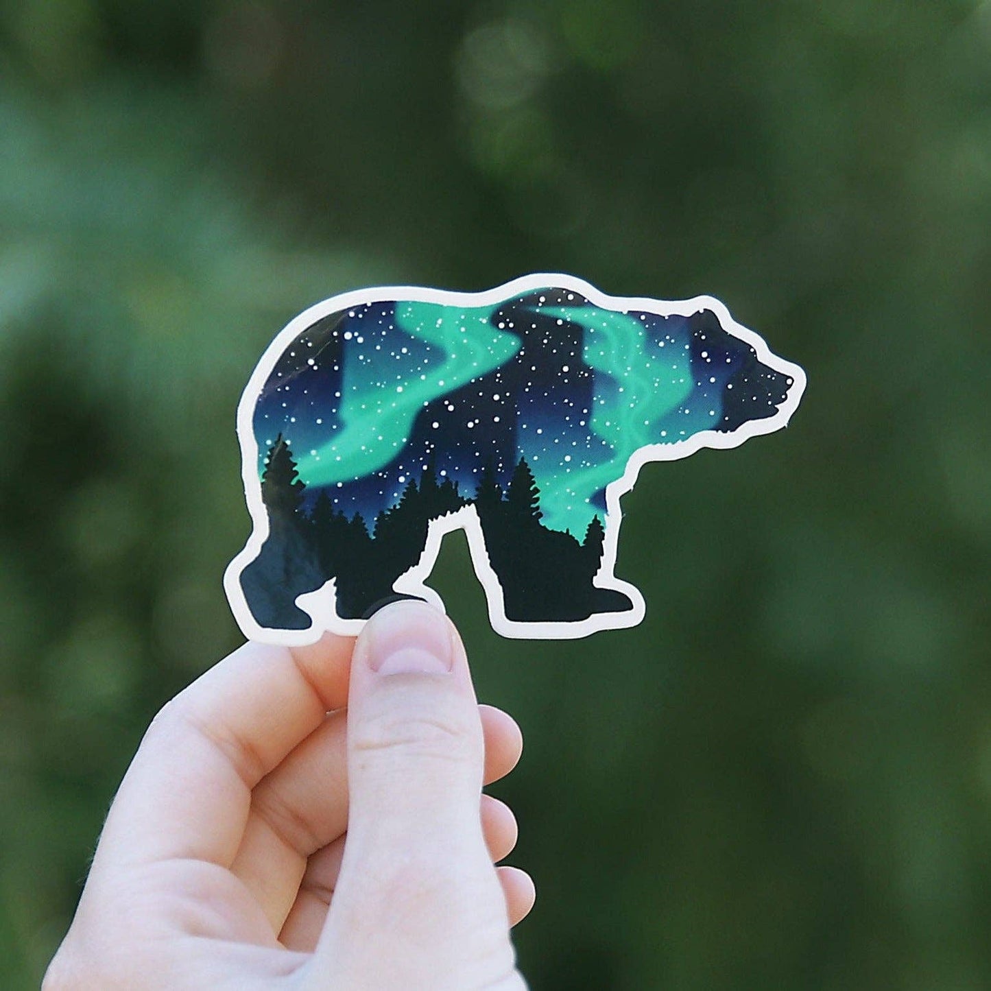 Northern Lights Aurora Borealis Grizzly Bear Sticker