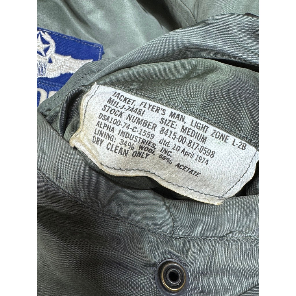 Vintage Military Jacket Flyer's Man Light Zone L-2B Medium Vietnam Flown Colonel
