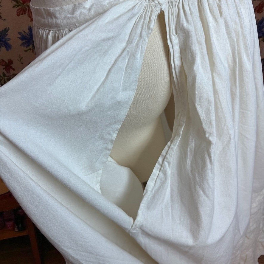 Vintage Antique Edwardian White Cotton Petticoat Skirt Tiered Embroidered Eyelet