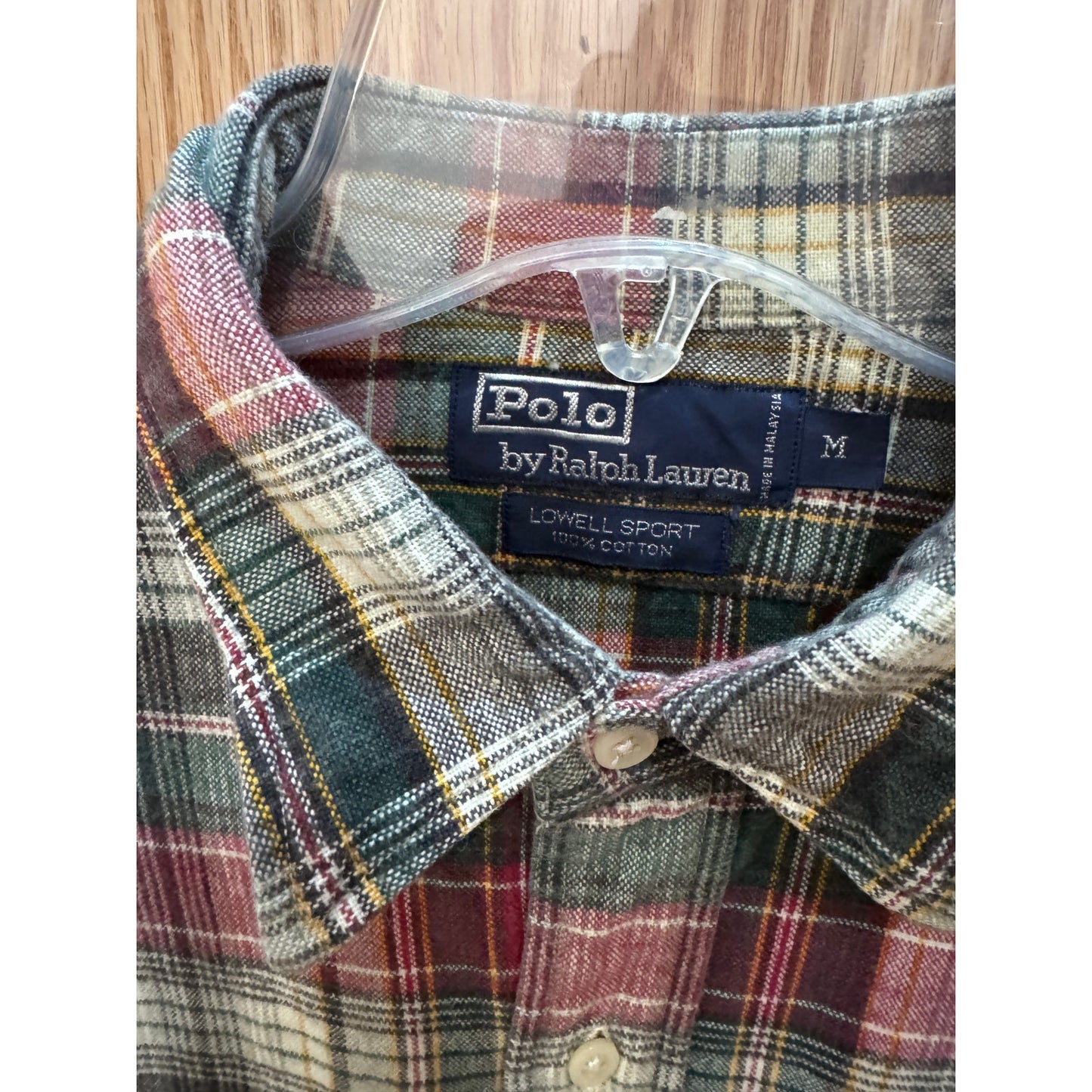 Vintage 1990s Polo Ralph Lauren Flannel Cotton Soft M Green Red Plaid Men's