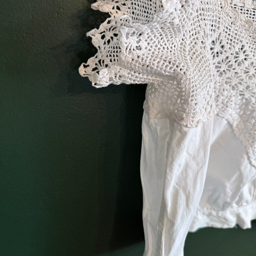 Antique Corset Cover Crocheted Top White Cotton 1900s Tank Top Camisole S