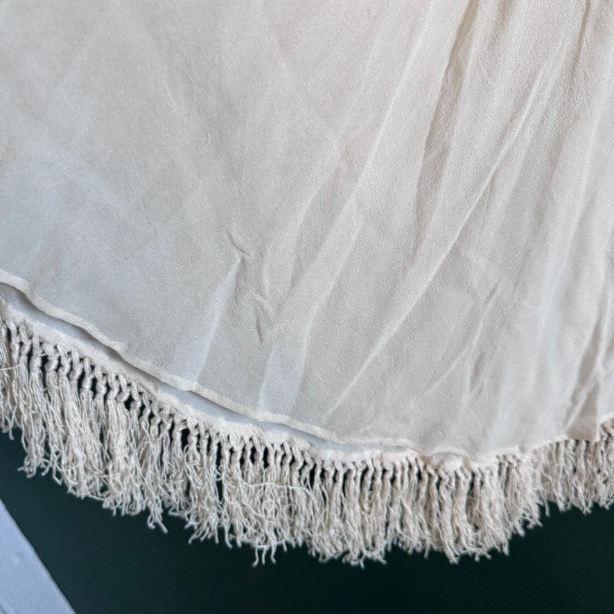 Antique Vintage Silk 1920s Cream Capelet Cape Fringed Trim Pintuck Elegant
