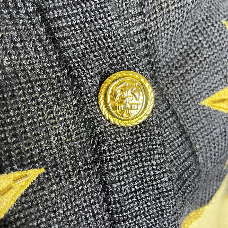 Vintage Nautical Theme Star Angora Lambswool Striped Cardigan Sweater
