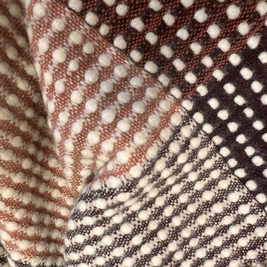 Vintage Wool Woven Fringed Blanket Throw Sized Neutral 56"x56" Textured