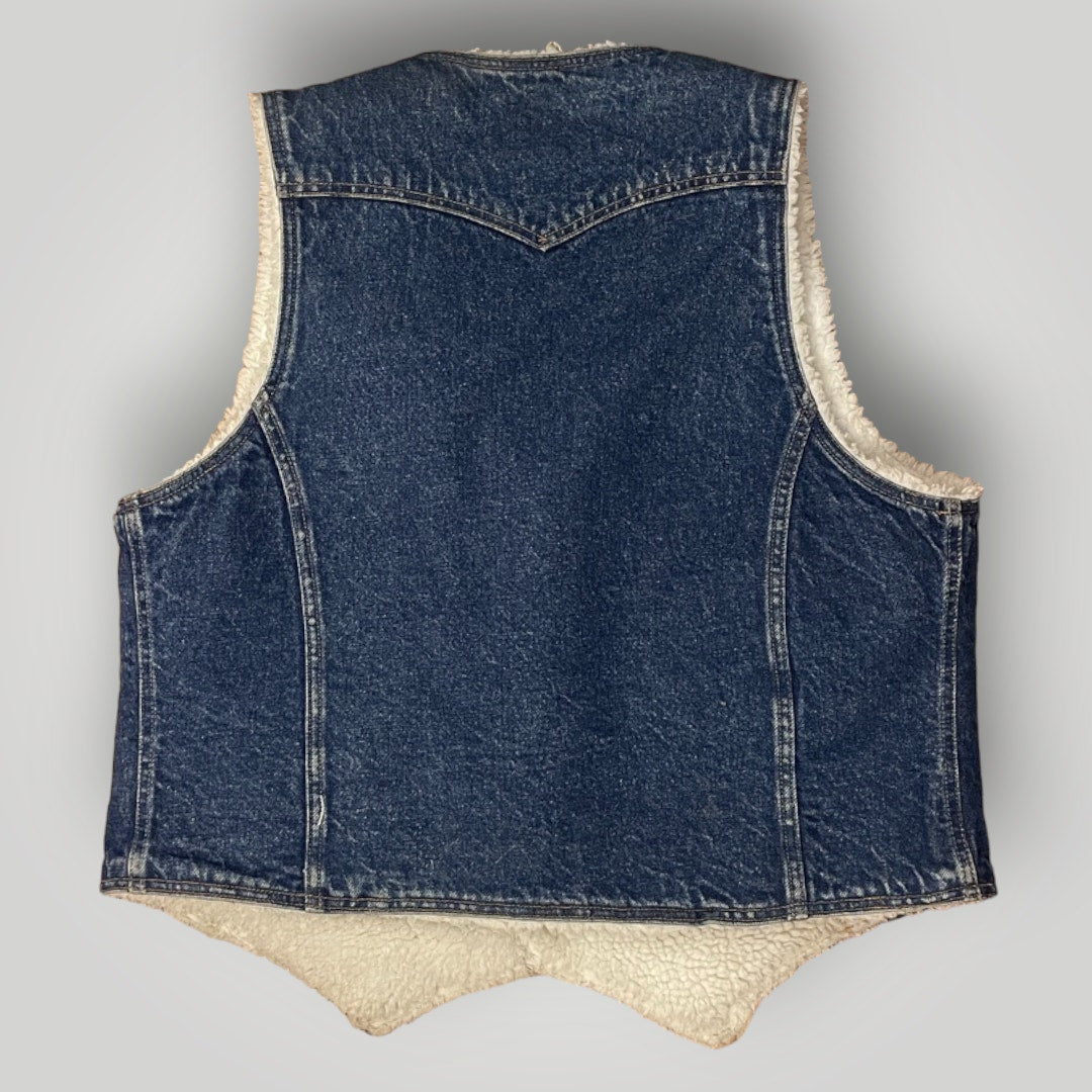 Vintage 1970s Levi's Orange Tab Denim Sherpa Lined Vest Men's Large