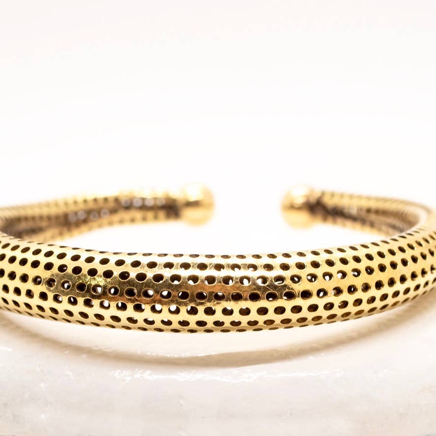 Brass Chunky Spotted Cuff Bracelet