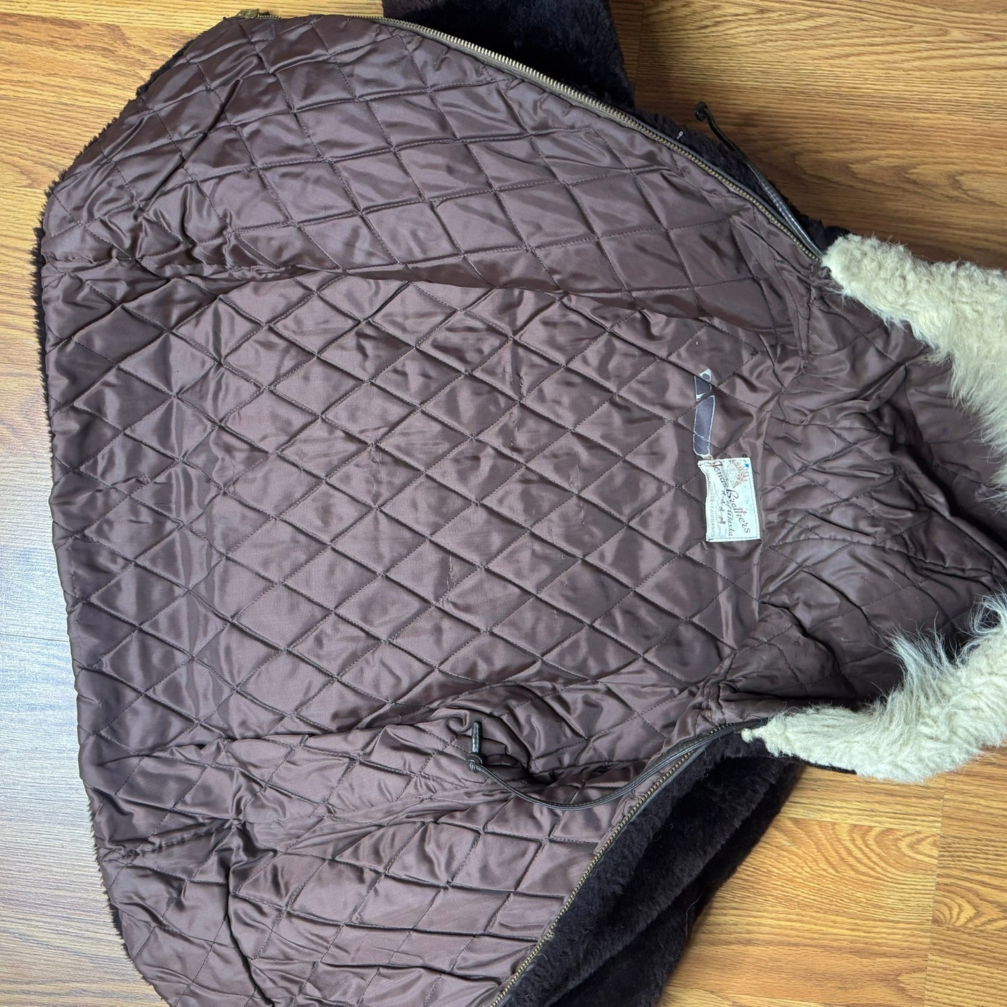 Vintage 1950s 1960s Jonas Bros Fur Kids Eskimo Coat Brown Mouton Sheepskin