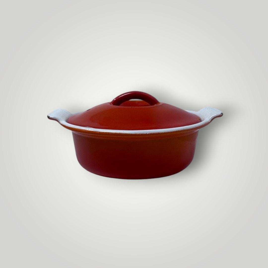 Descoware Belgium FE18 RED ORANGE FLAME Mini Dutch Oven Cast Iron Enamelware