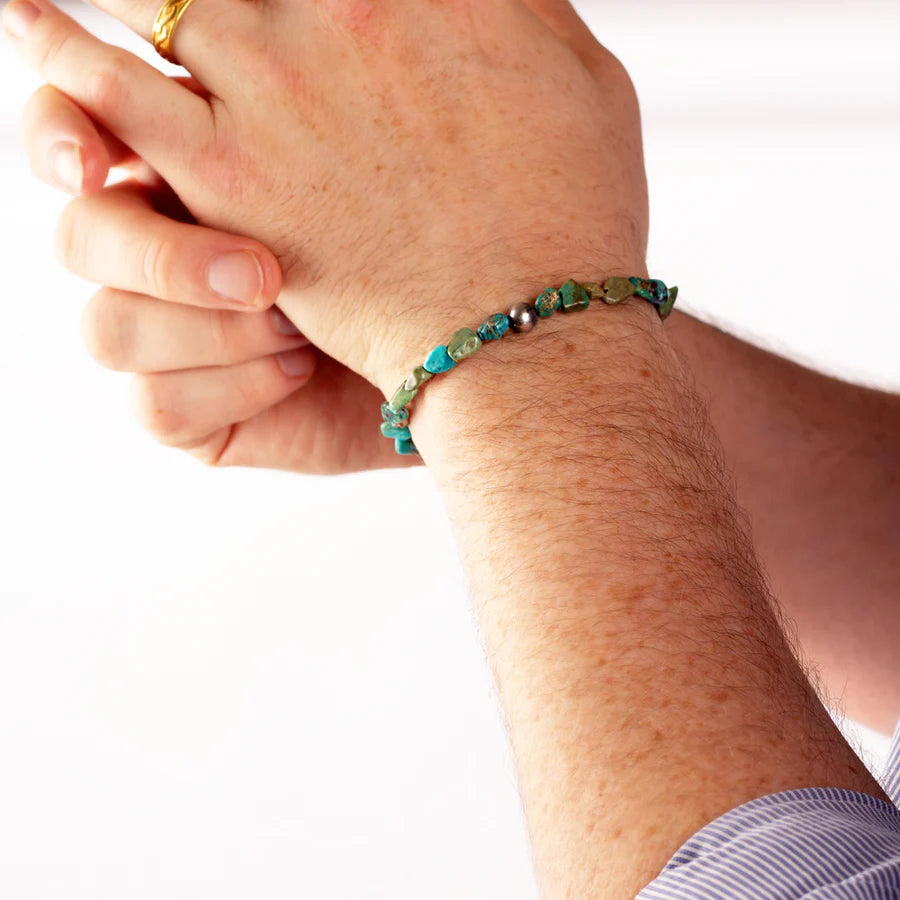 Stone & Sterling Stretch Bracelet