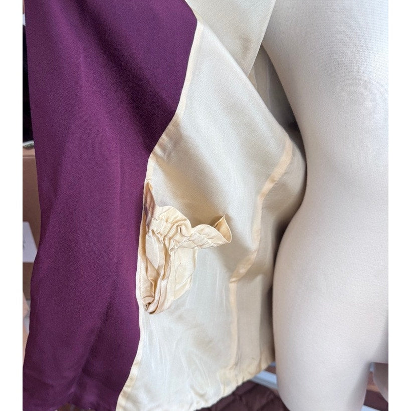 Vintage 1920s Top Cape Jacket Open Front Plum Eggplant Lined Repaired Medium