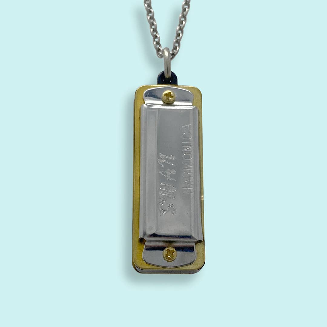 Silver Harmonica Necklace: 32 Inches