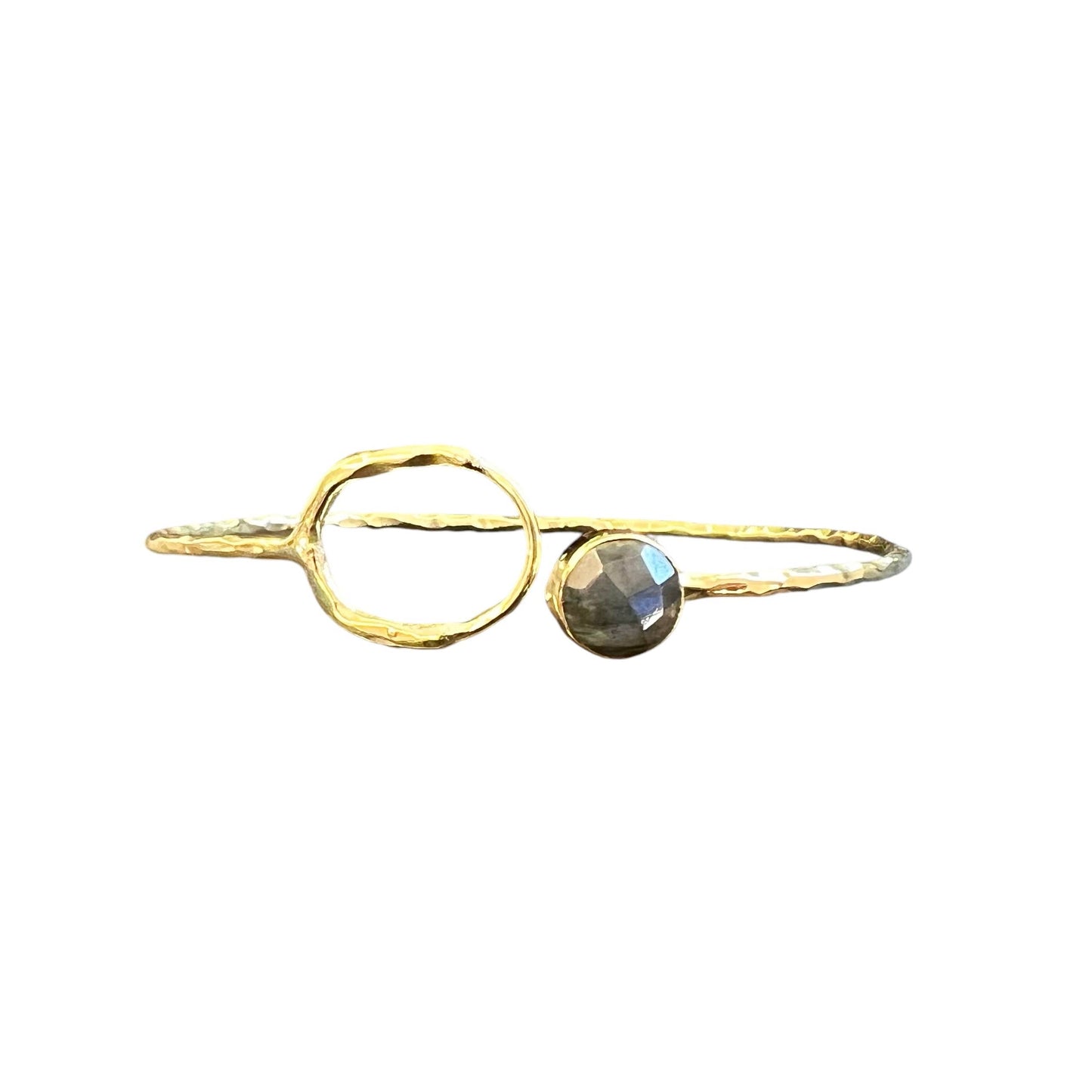 Brass Encircled Labradorite Cuff Bracelet