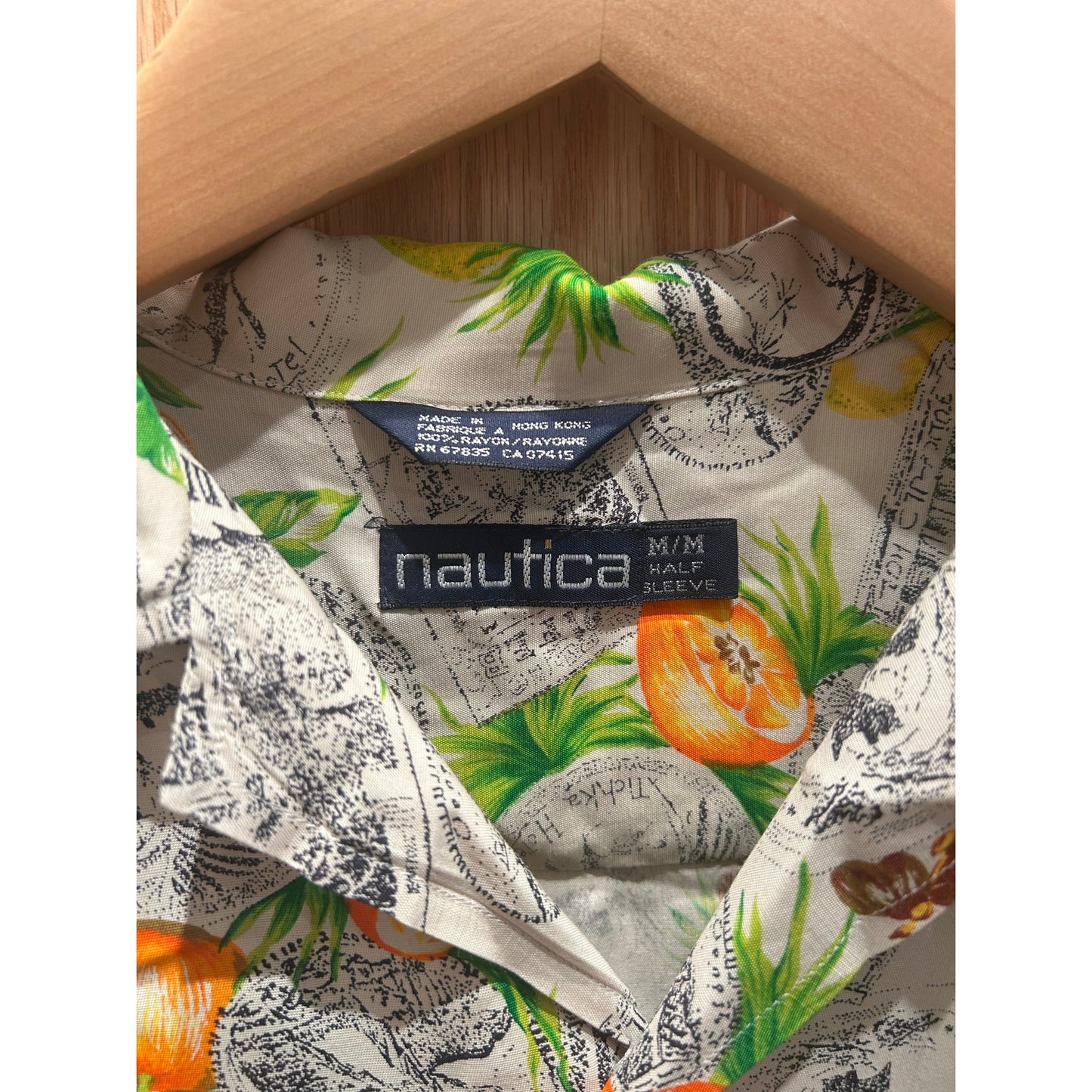 Nautica Tropical Hawaiian Button Down Casual Half Sleeve Shirt Men's M Citrus