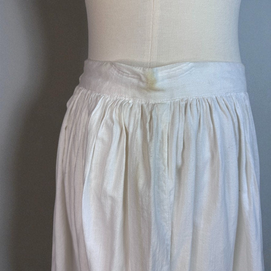 Vintage Edwardian Petticoat White Tiered Skirt Cotton Lace Ruffle Medium