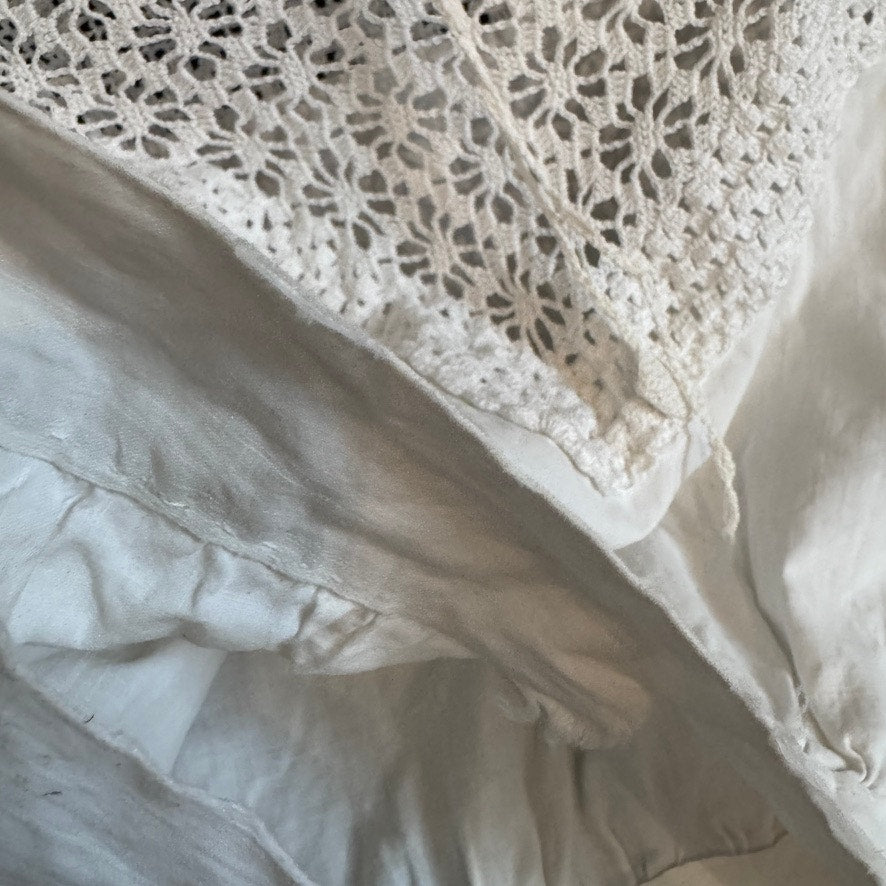 Antique Corset Cover Crocheted Top White Cotton 1900s Tank Top Camisole S