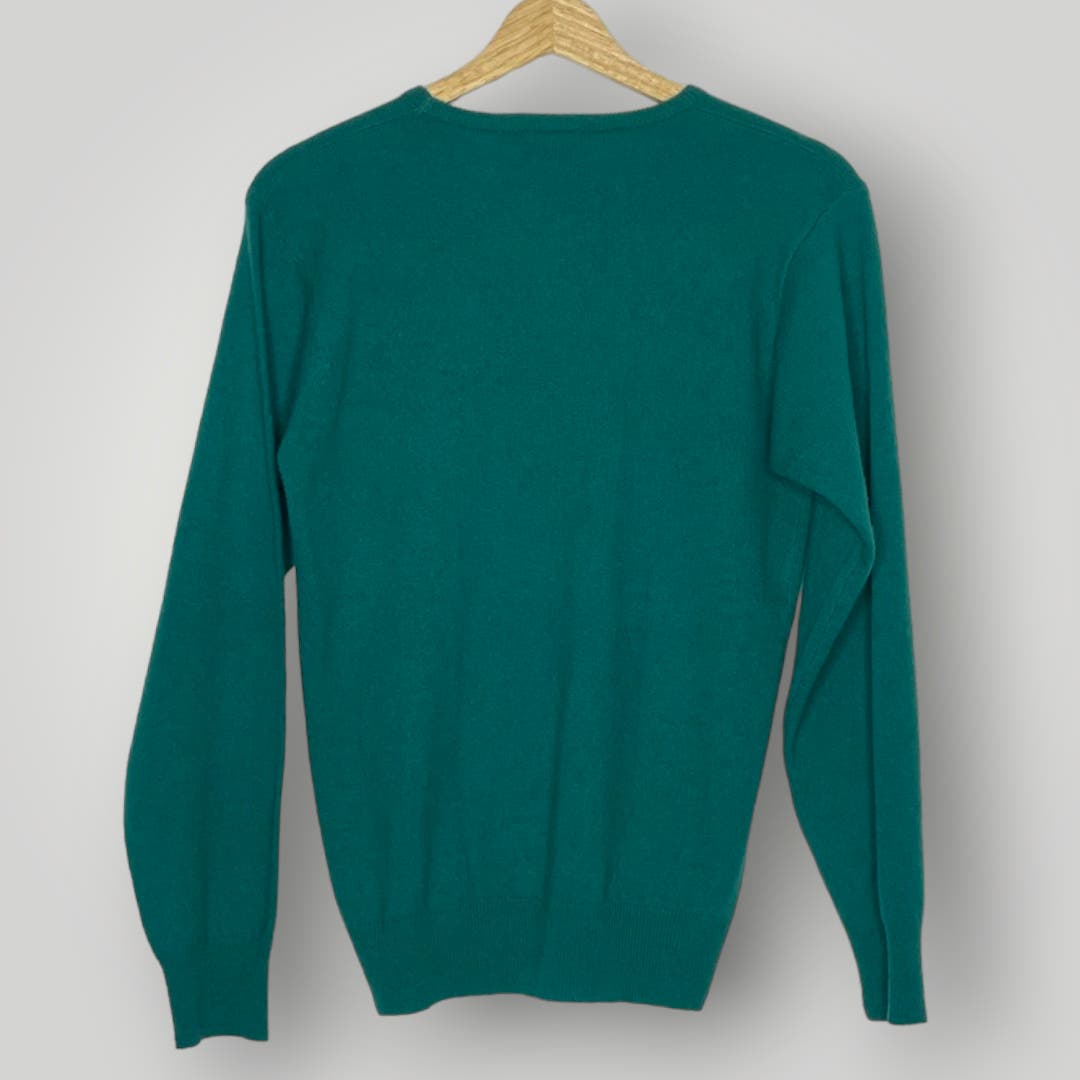 Vintage Deans of Scotland Lambswool Rabbit Fur Sweater Green Pullover Med