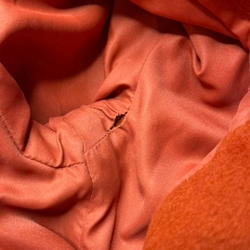 Vtg Wool Coat 1960s Bonnie Cashin x Irene Sargent Shawl Pumpkin Leather Trim