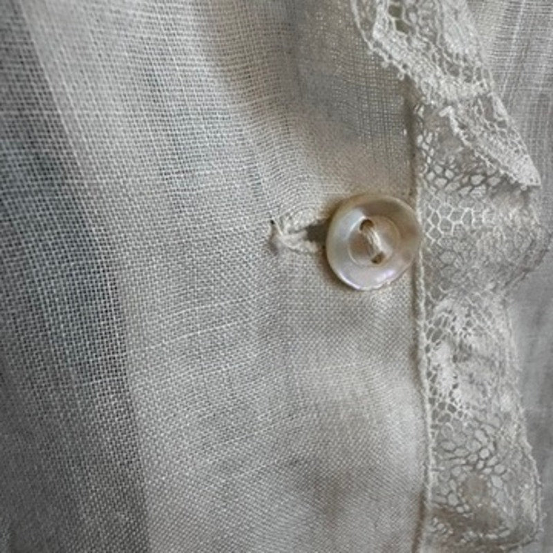 Antique Edwardian 1910s Top Sheer Cotton Voile Embroidery Ivory Blouse Shirtwaist