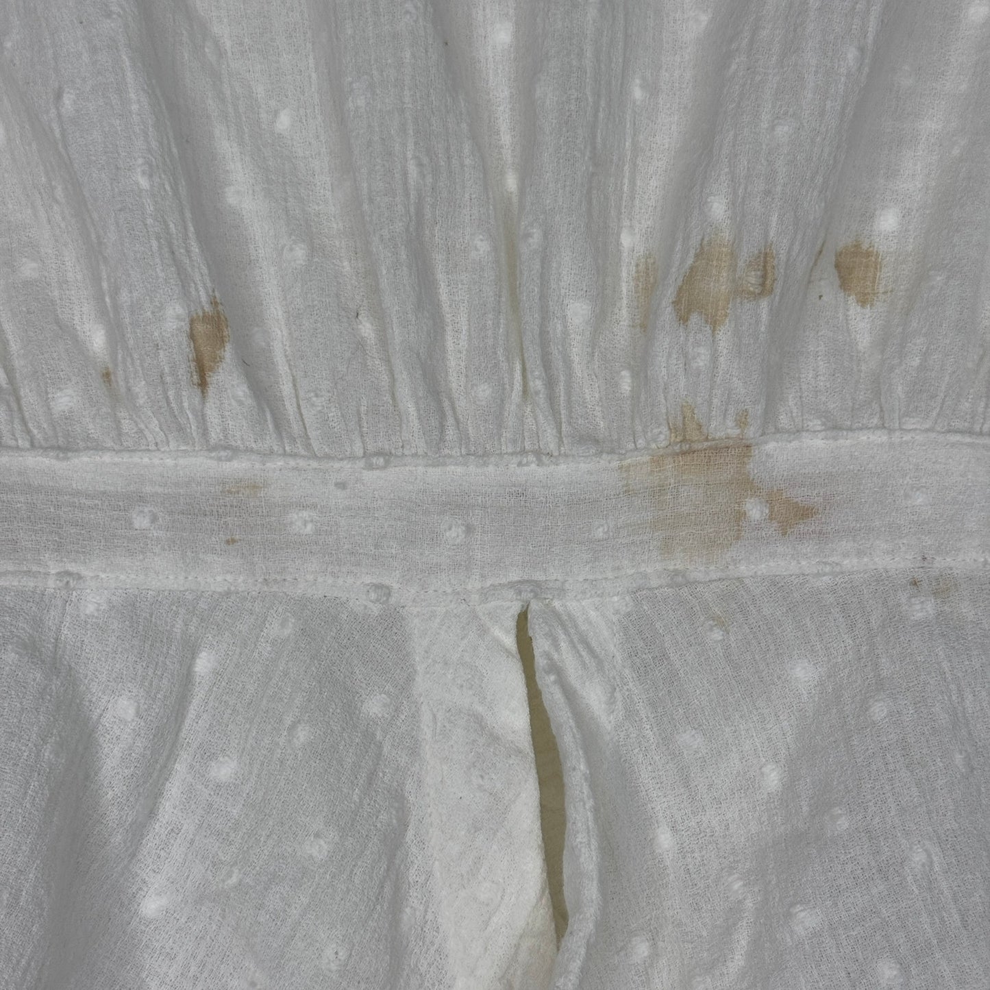 Vintage Edwardian Cotton Gauze Blouse Swiss Dot White XS