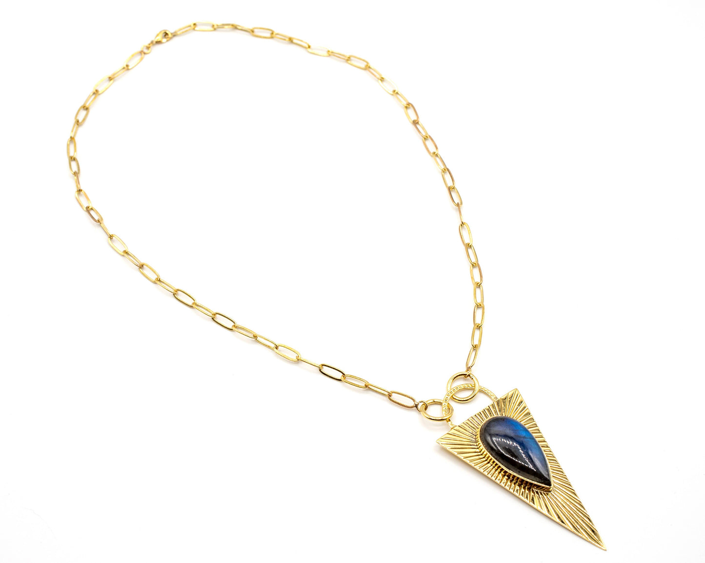 Brass Labradorite Medallion Necklace