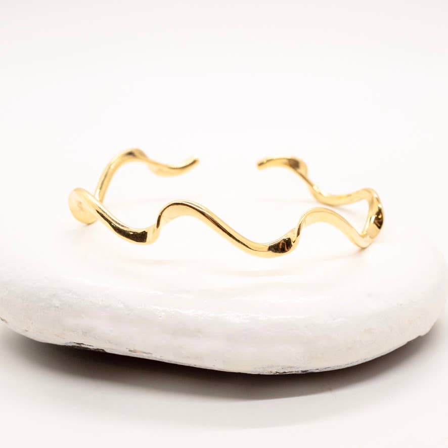 Brass Twisted Wave Cuff Bracelet