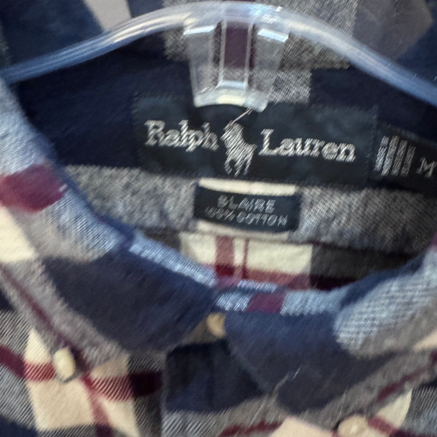 Vintage 1990s Ralph Lauren Flannel Cotton Soft Heavy M Plaid Polo Blue Red Blair