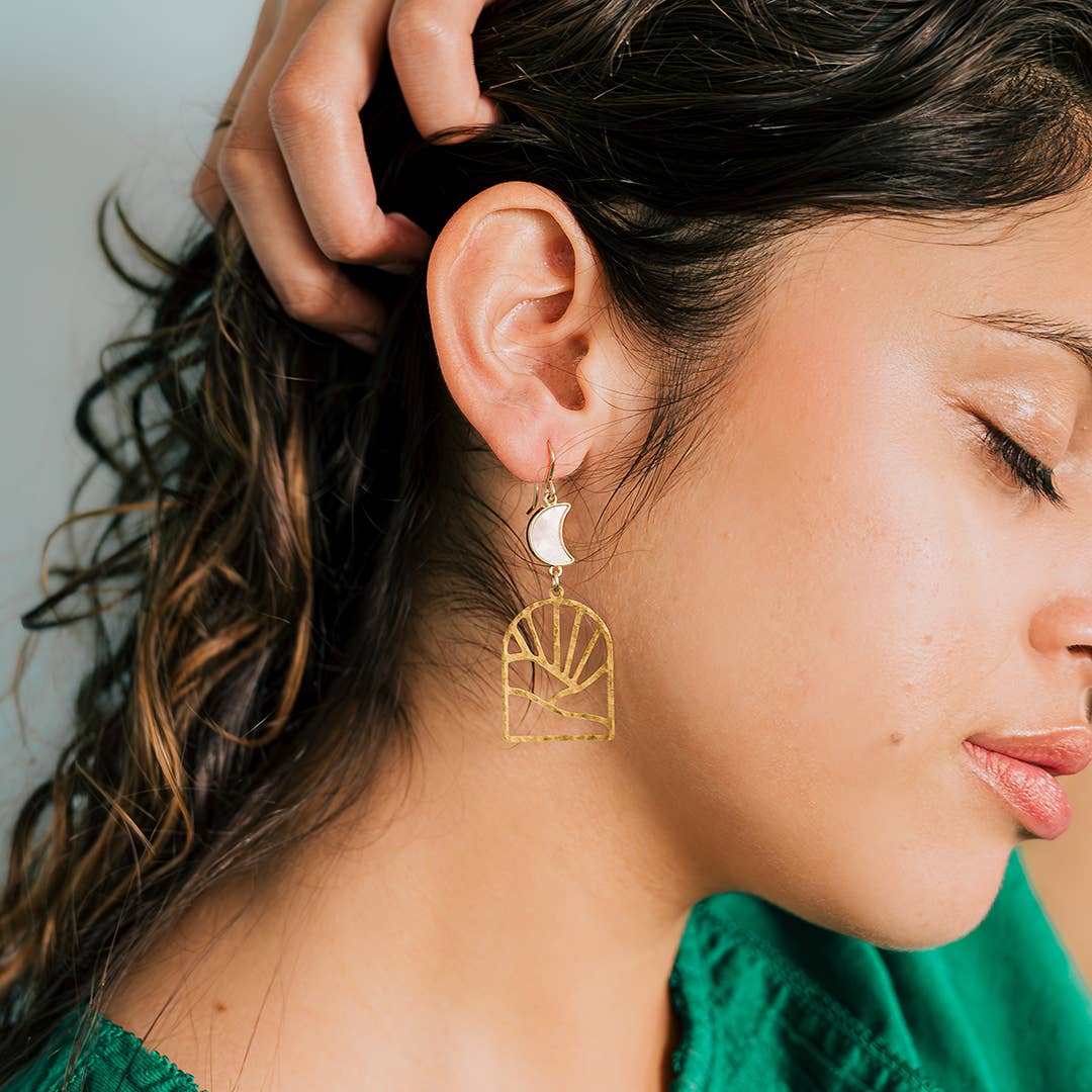 Pearl Moon Window Earrings