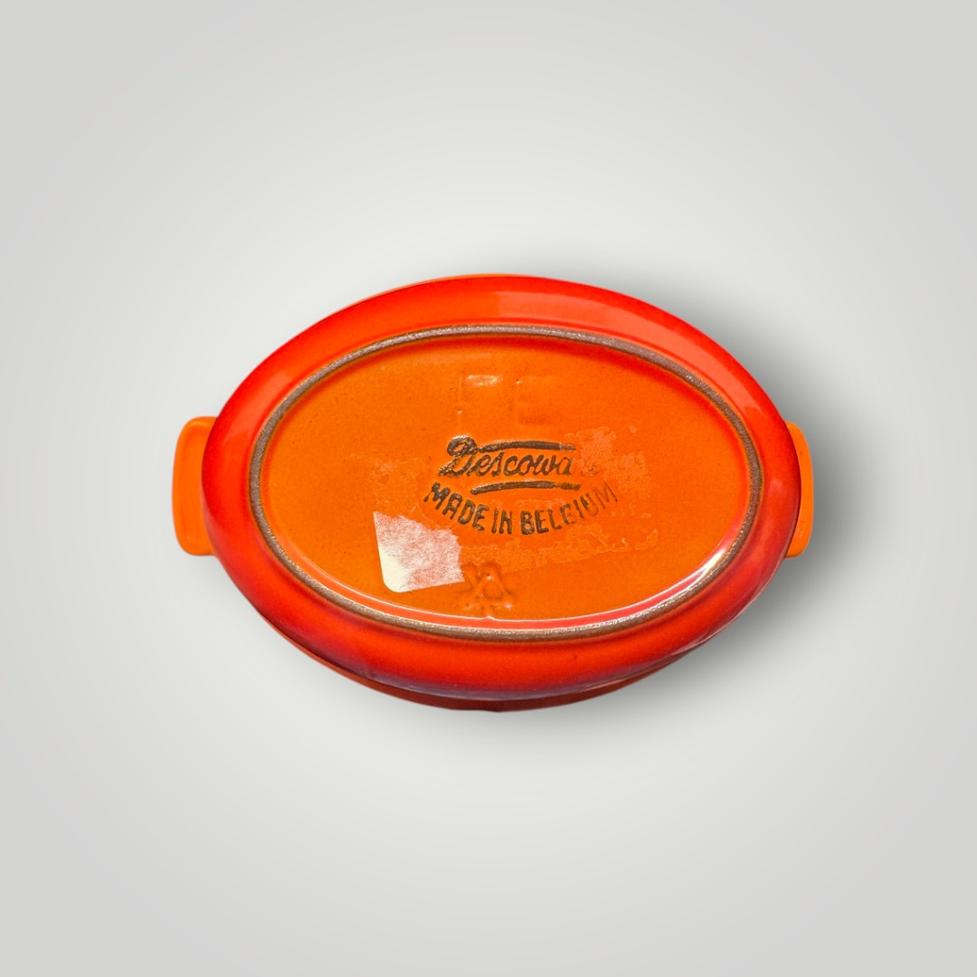 Descoware Belgium FE18 RED ORANGE FLAME Mini Dutch Oven Cast Iron Enamelware
