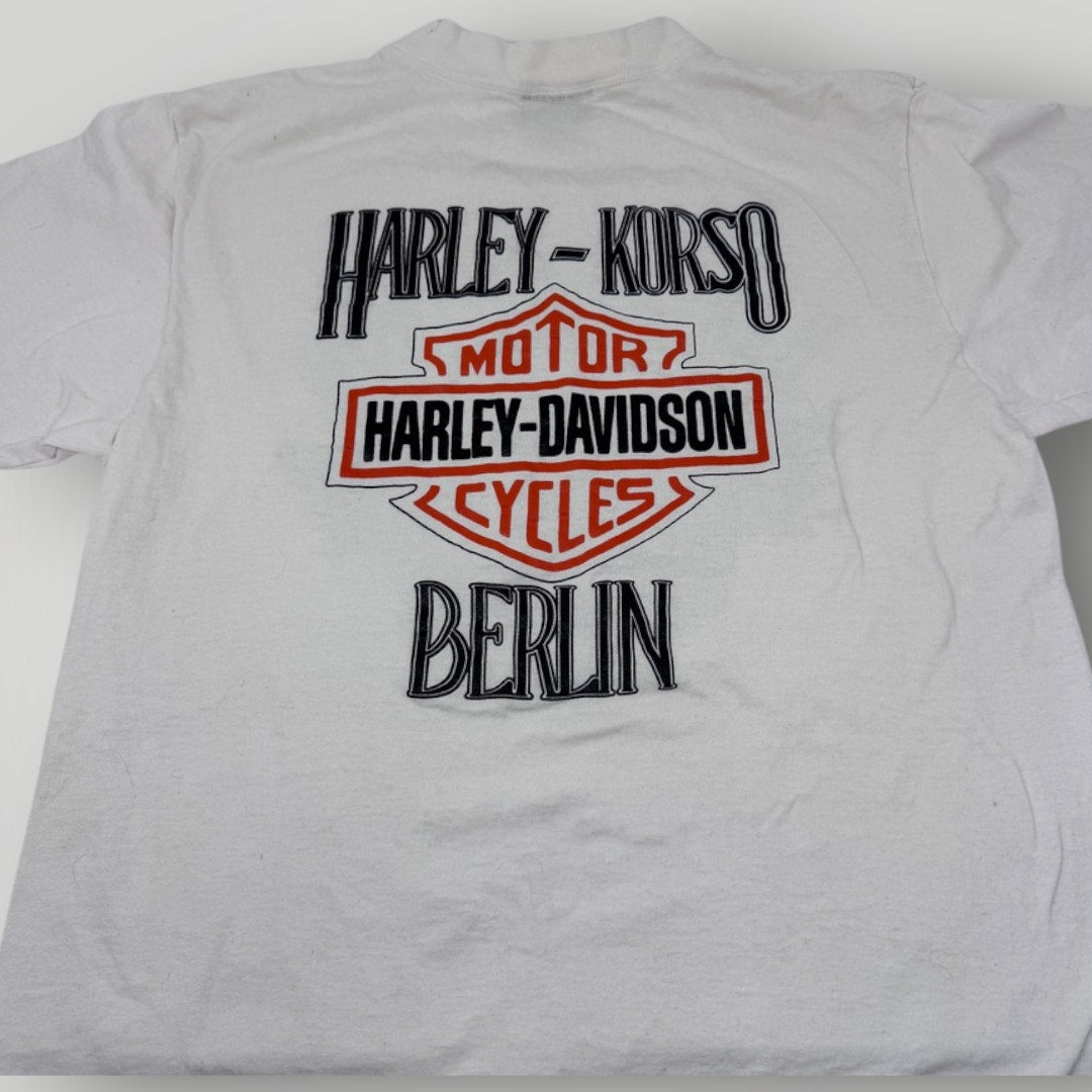 Vintage Top Harley Davidson Berlin 3D Emblem 1990s T-shirt Eagle Harley Korso Sm