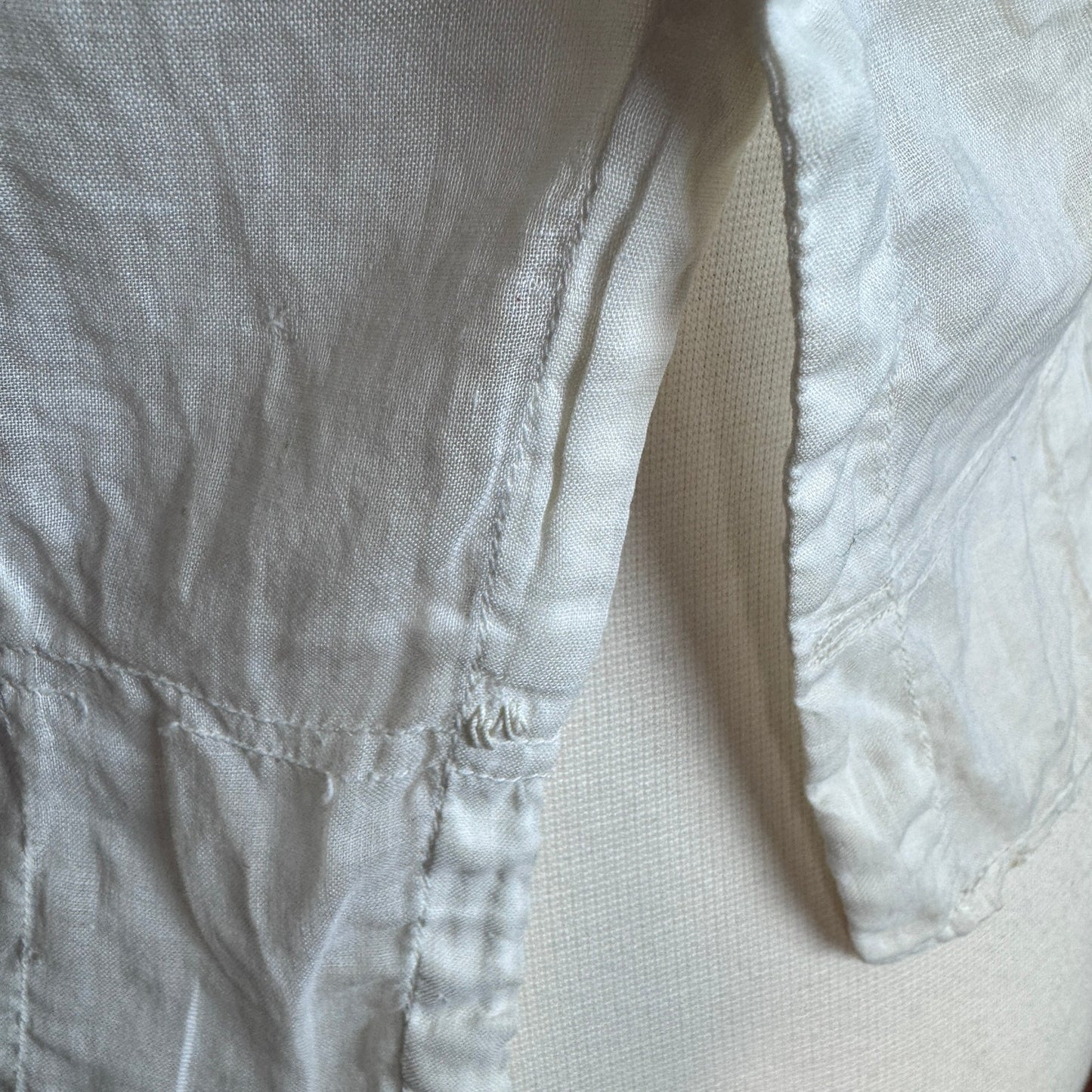 Vintage Early 1900s Top Edwardian Embroidered Floral Lace Button XS Ivory