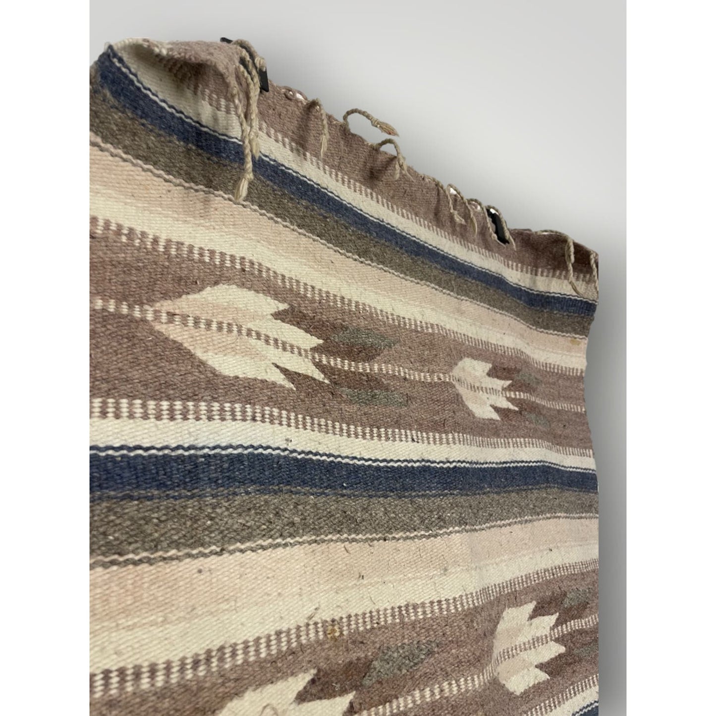 Vintage Wool Saddle Blanket Handwoven Native American 29"x70" Neutrals