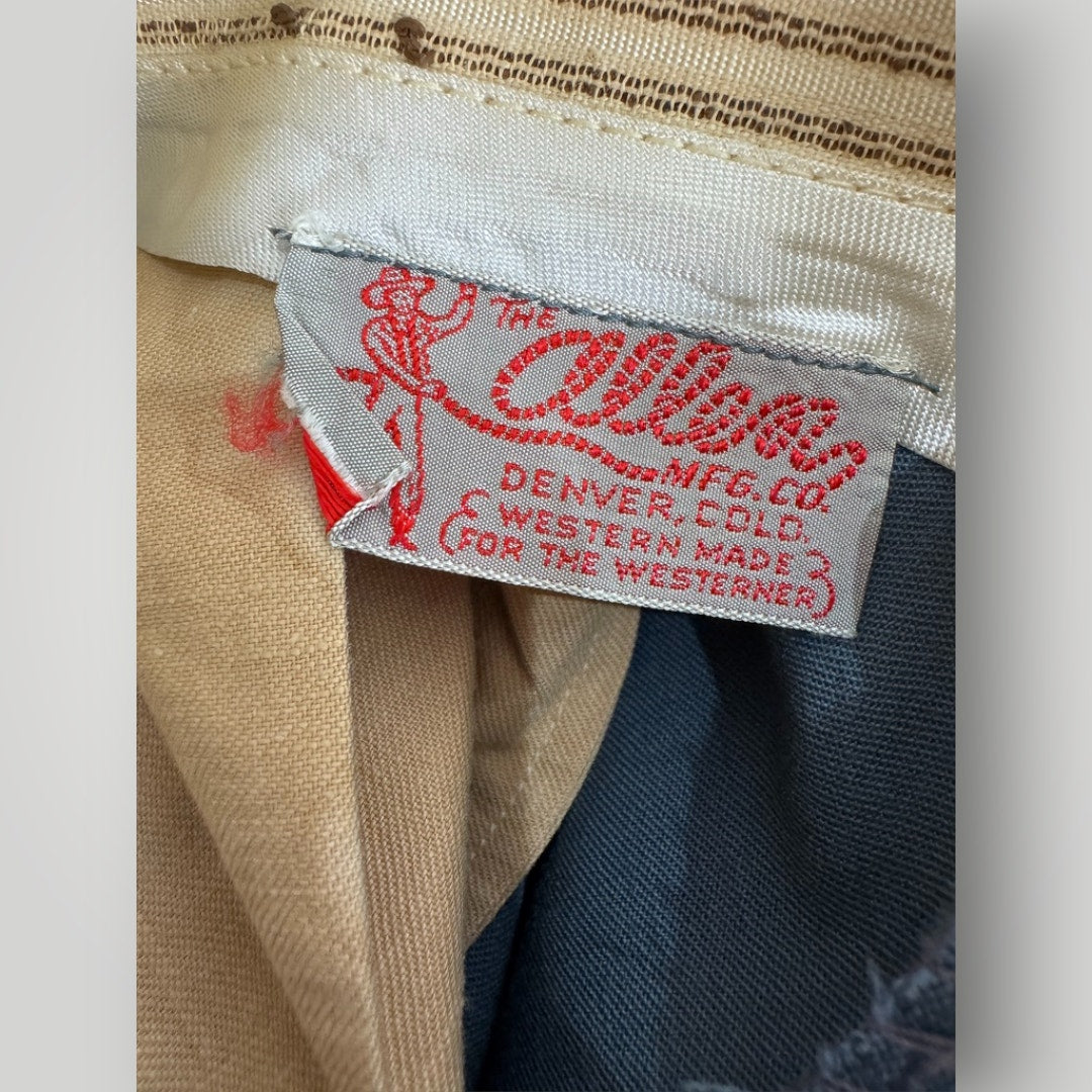 Vintage 1950s 'The Allen MFG. CO of Denver' Western Pants Blue Pearl Snap
