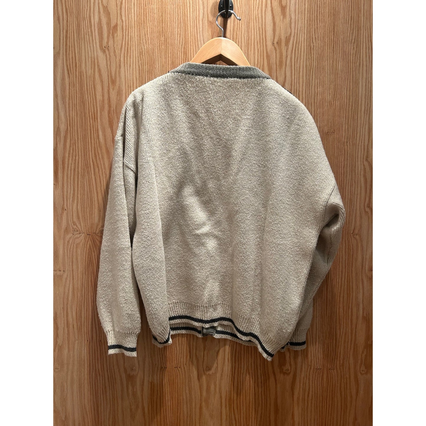 Vintage 1990s Cardigan Geometric Contrast Deep V Men's Extra Large