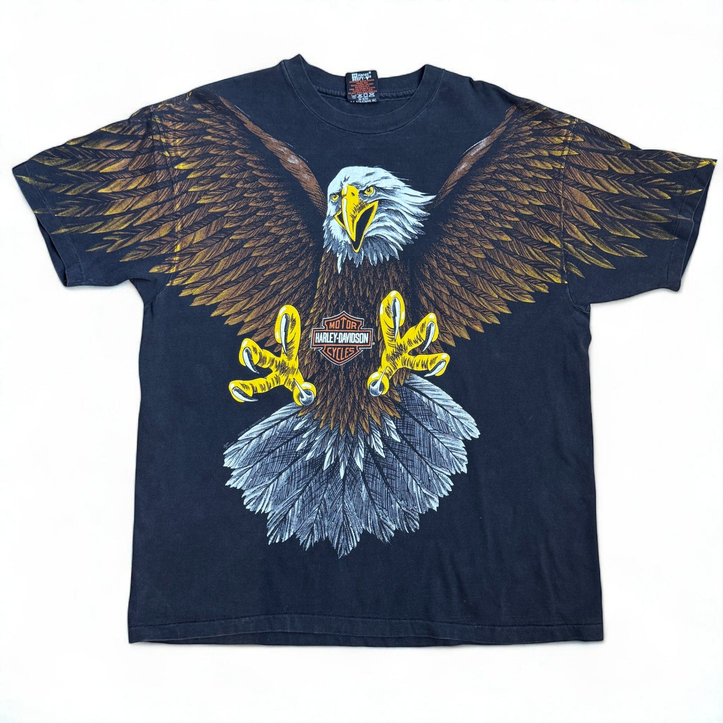 VTG Harley Davidson Screaming Eagle All Over Print T-Shirt XL 1993 USA Made Maui