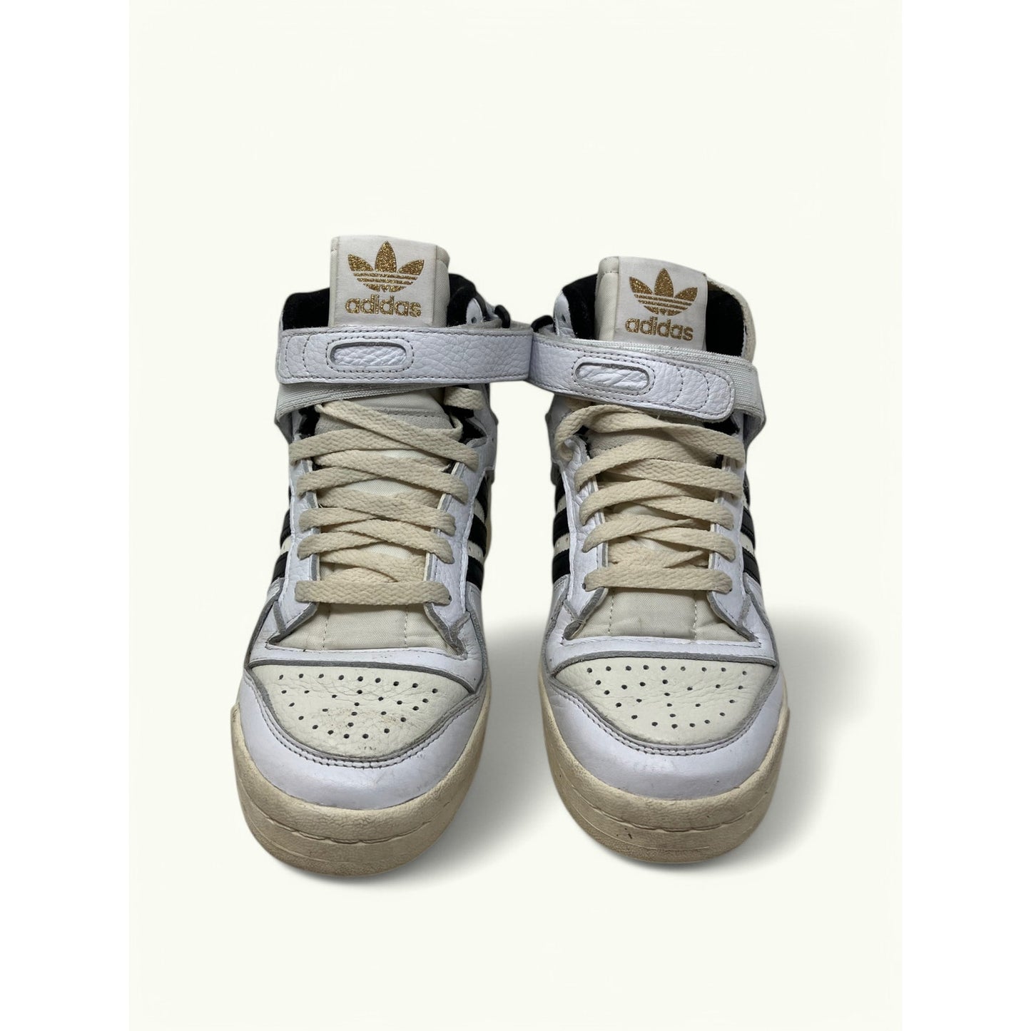 Y2K Mens Adidas Forum 84 High Top White Black Gold Men's Size 5.5