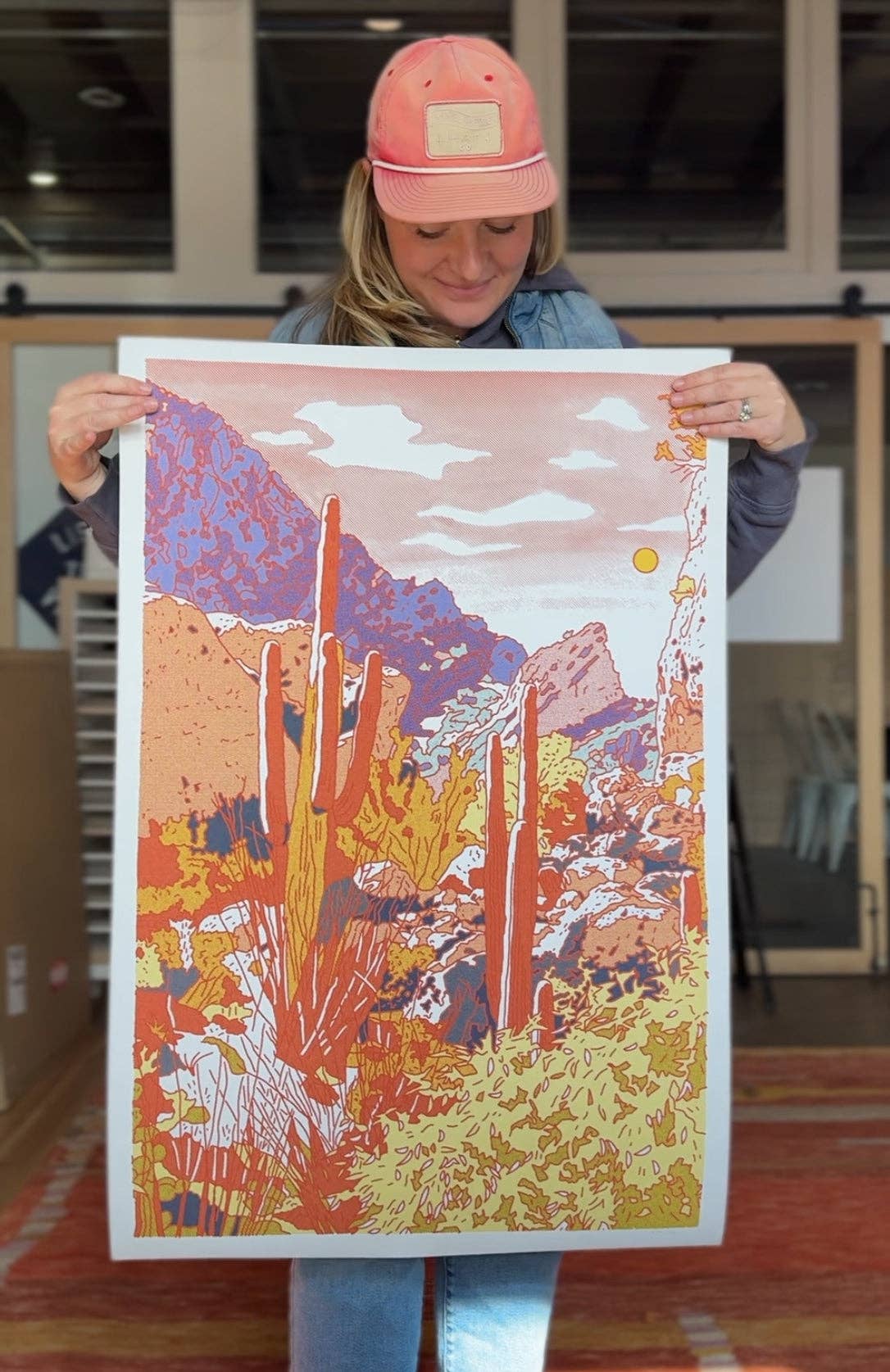 Red Cacti Desert Print