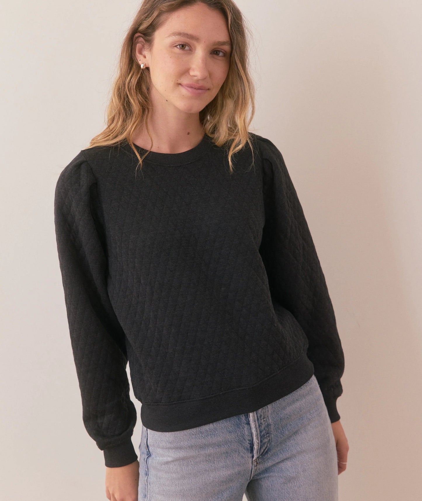 Corbet Quilted Puff Sleeve Crewneck