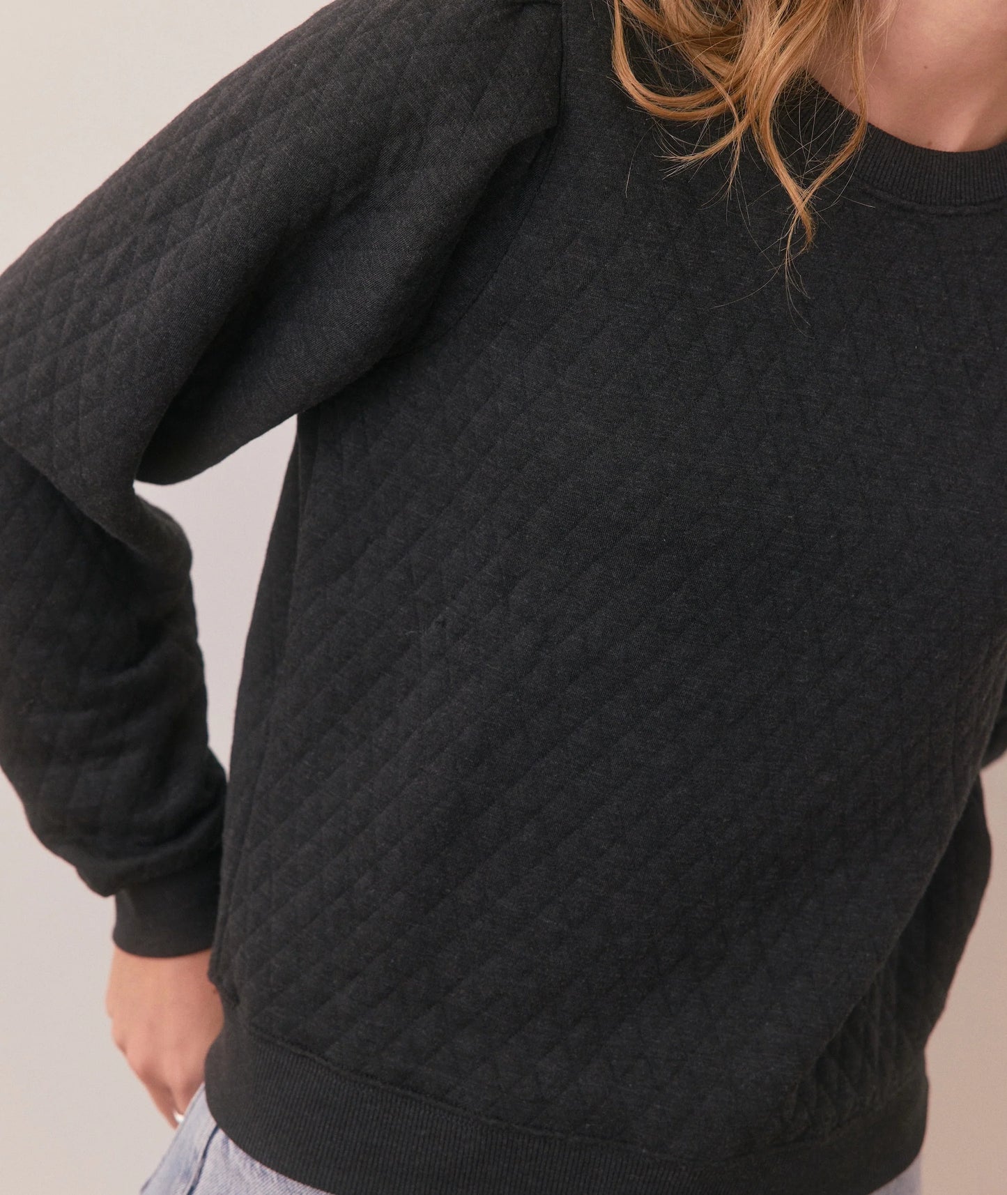 Corbet Quilted Puff Sleeve Crewneck