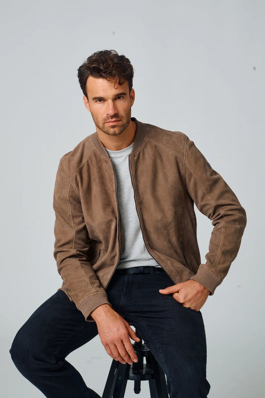 Nubuck Leather Bomber Jacket