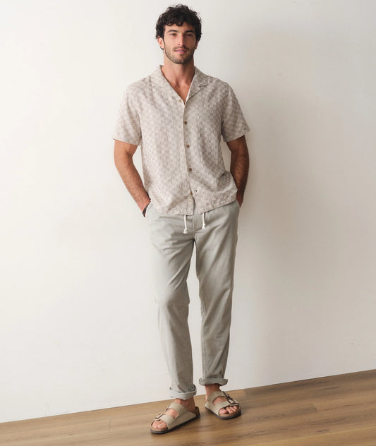 Dobby Resort Shirt - Natural Brown Check