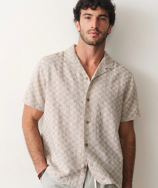 Dobby Resort Shirt - Natural Brown Check