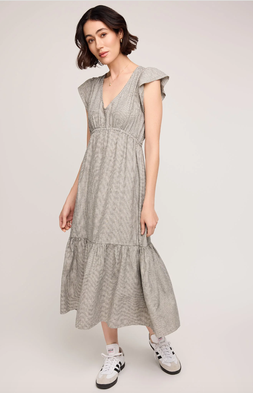 Eris Midi Dress Black Stripe / XS